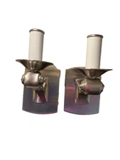 Pair of Pre-owned  Retired  Satin Nickel Sconces Restoration Hardware No Shades