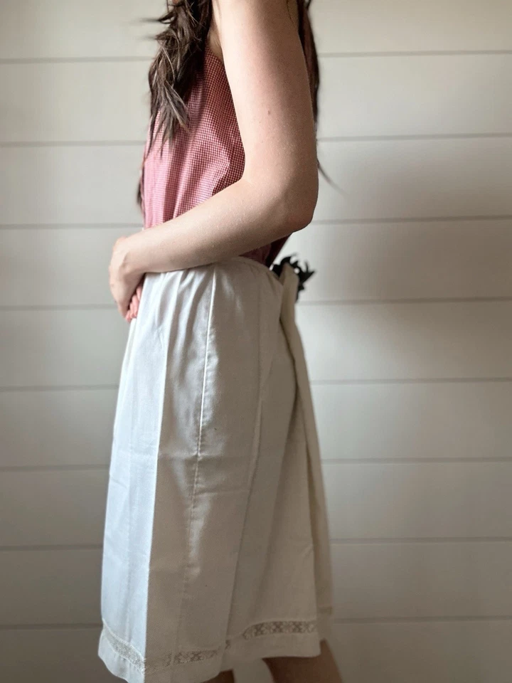 Lencería Vintage Estrella de Cine Media Slip Blanco Mezcla de Algodón Talla S Borde de Encaje EE. UU. Foto 4 de 4