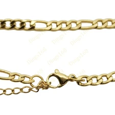 Classic Real 18K Yellow Gold Filled Tarnish-Resistant 6/8" Figaro Chain Bracelet