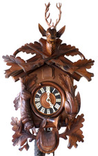 VERY NICE WORKING ANTIQUE GERMAN BLACK FOREST ALBERT SCHWAB HUNTER CUCKOO CLOCK!