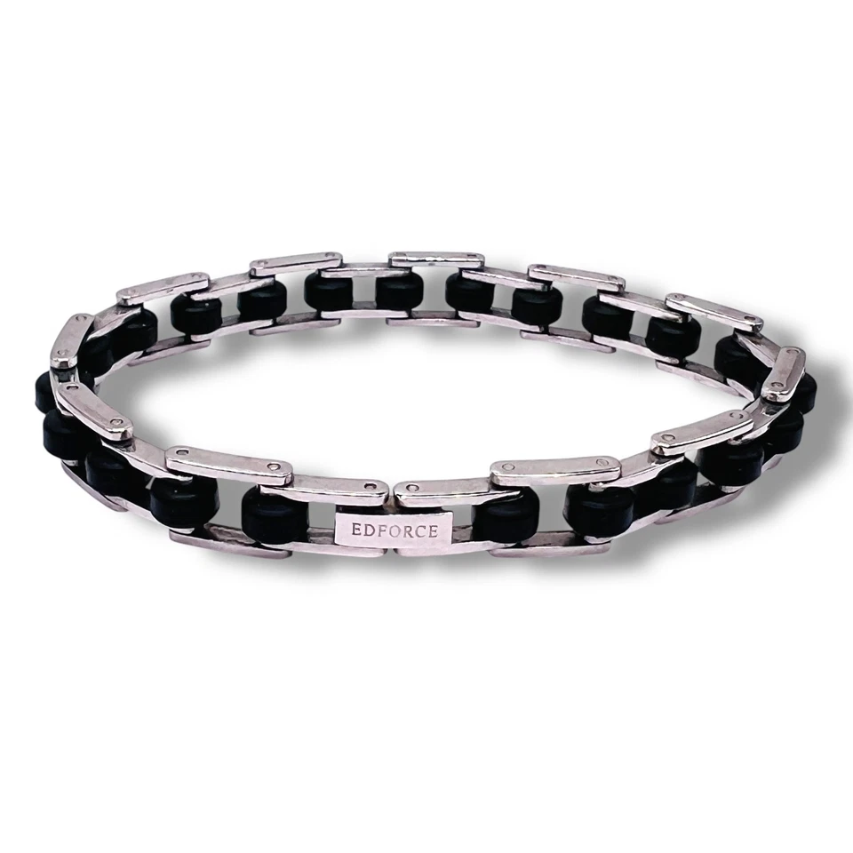 EDForce 不锈钢橡胶自行车手链男式 8 — 第 2/4 张图片