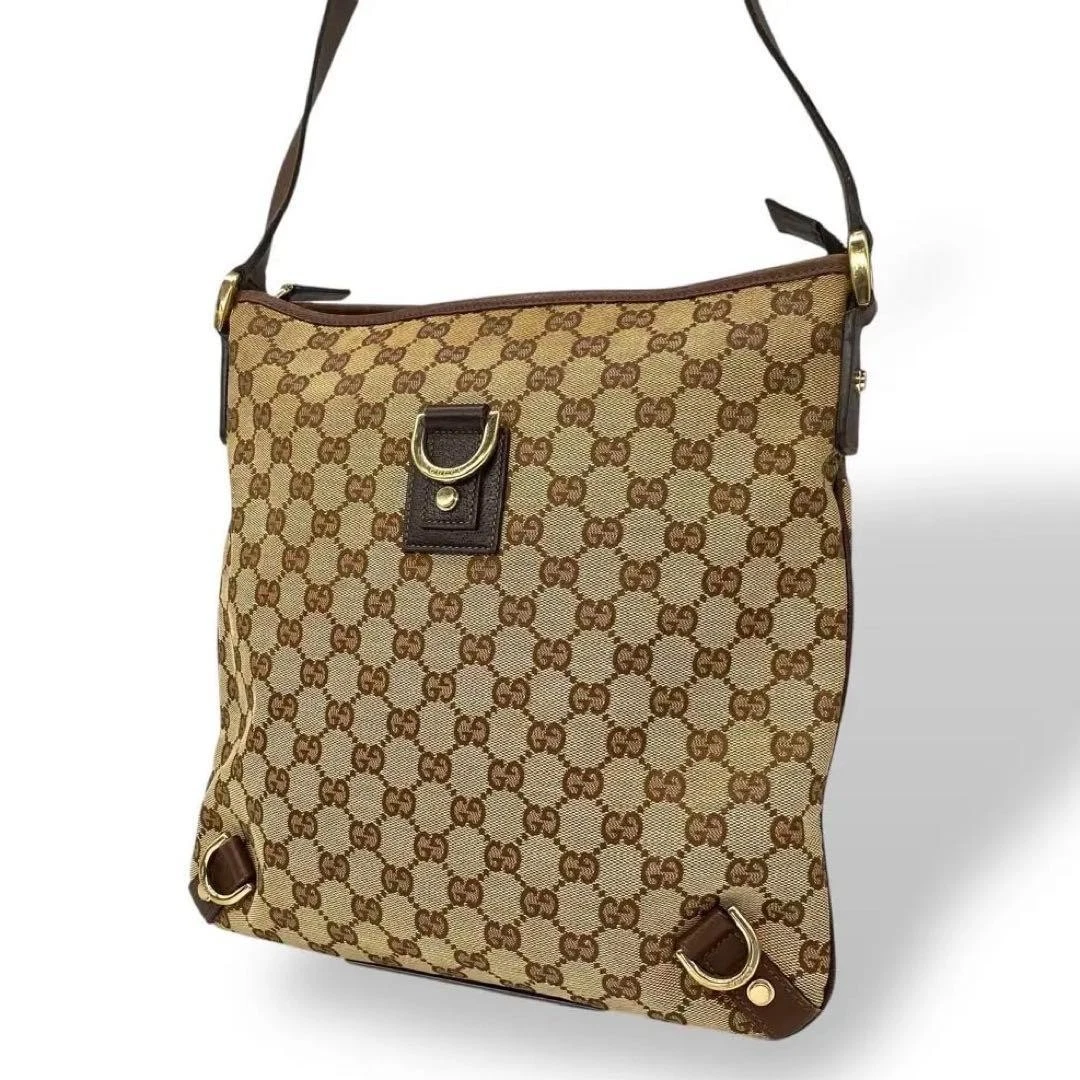 Sac à main créateur Gucci Abbey Gg toile bandoulière beige/marron