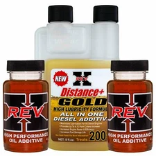 (2) Rev X 4 oz Oil Distance+ Gold Fuel Additive For Cummins Duramax Powerstroke