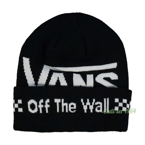 Vans Black Beanie Hat White Logo Unisex Cuffed Beanie Cap NEW Vans Off The Wall - Picture 22 of 24