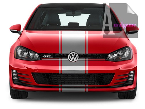 TRIPLE BANDE GRIS METAL STRIPE RACING AUTOCOLLANT STICKER (BD553) - Afbeelding 1 van 4