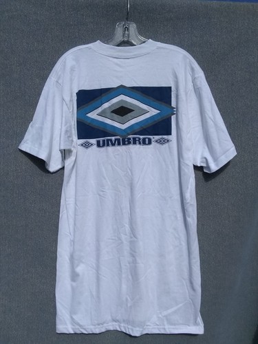 VTG NWT 90s UMBRO T-Shirt USA Made Soccer Blue Diamond Logo RUNS SMALL VTG SZ L - Picture 2 of 6