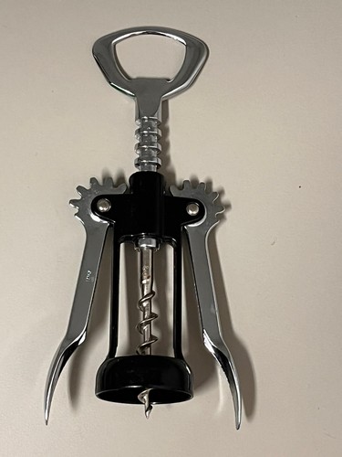 MADE in ITALY Silver/Black WINE BOTTLE CORKSCREW