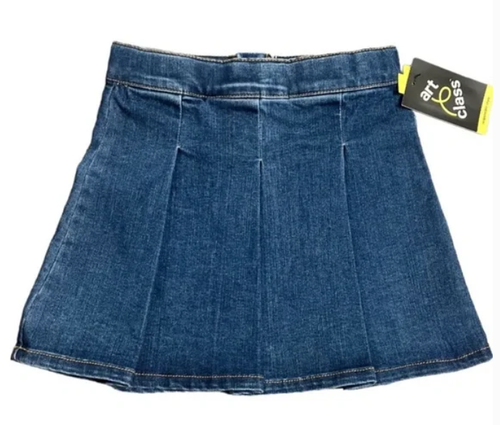 NEW Art Class Girl's Medium Indigo Pleated Denim Skirt Size Small (6/6X) - Picture 1 of 2