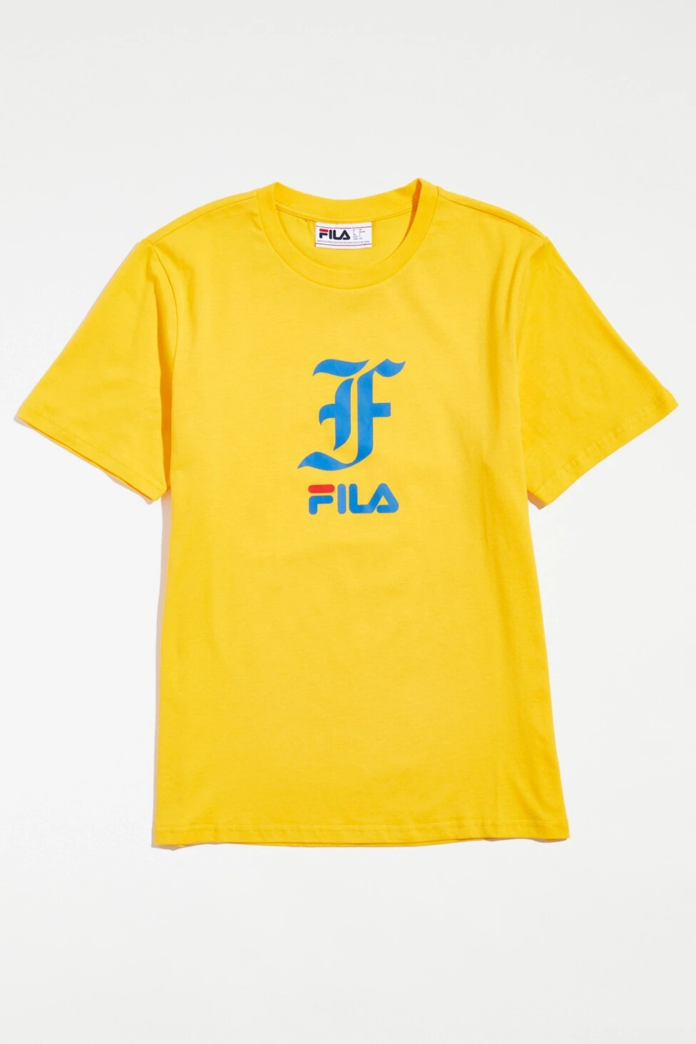 FILA Gothic Text Logo Tee Men’s T Shirt Bright Yellow NEW M