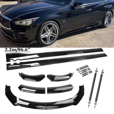 For Infiniti Q50 4-Door Front Bumper Lip Splitter Spoiler Body Kit Glossy Black