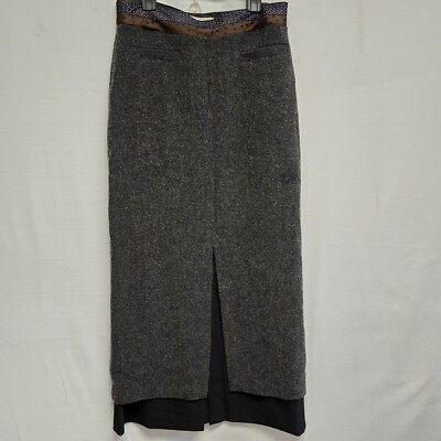 Ottod'Ame 90s Melange Maxi Skirt Front Slit Midi Skirt Layered Silk Applique 6
