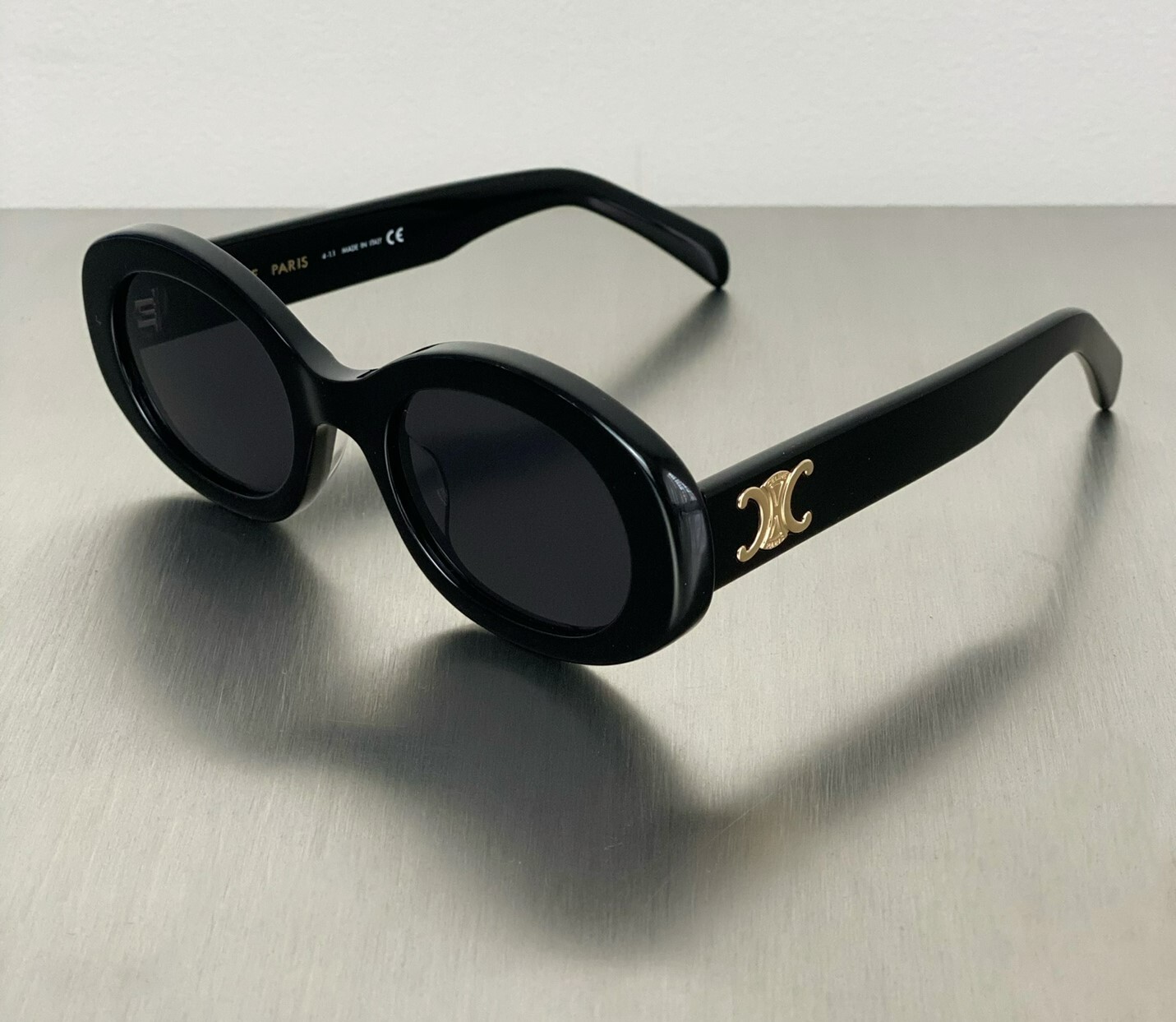 New CL40194U Triomphe Black/Grey Lens Gold Oval Women Sunglasses