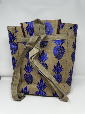 Bahamas Rare Metallic Pineapple Print on Hemp Backpack With  display picture 3