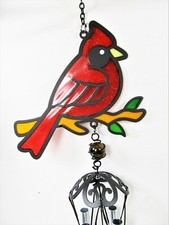Cardinal Mini Wind Chime Hand Painted Yard  Garden Decor