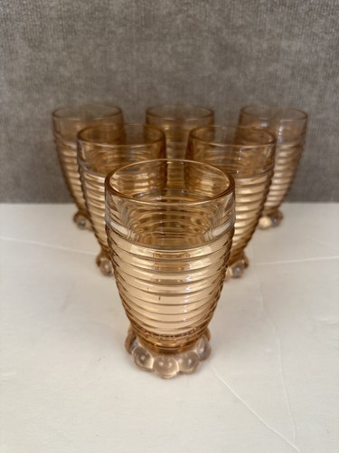 Anchor Hocking Depression Glas Manhattan Pink 6er Set Vintage Becher Rosa - Bild 1 von 7