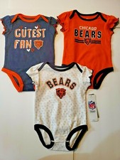 NFL Team Apparel Chicago Bears 3 Piece Bodysuit Set Size 3-6 M or 12M,18M NWT