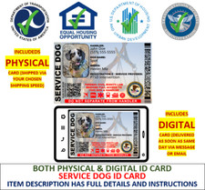 SERVICE DOG ID CARD - 2 SIDED CUSTOMIZABLE PHYSICAL  DIGITAL CARD INCLUDED LJ