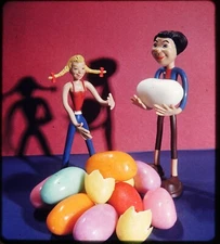 Tabletop Easter Eggs Anyone? - Clever creative Stereo Realist Slide #529