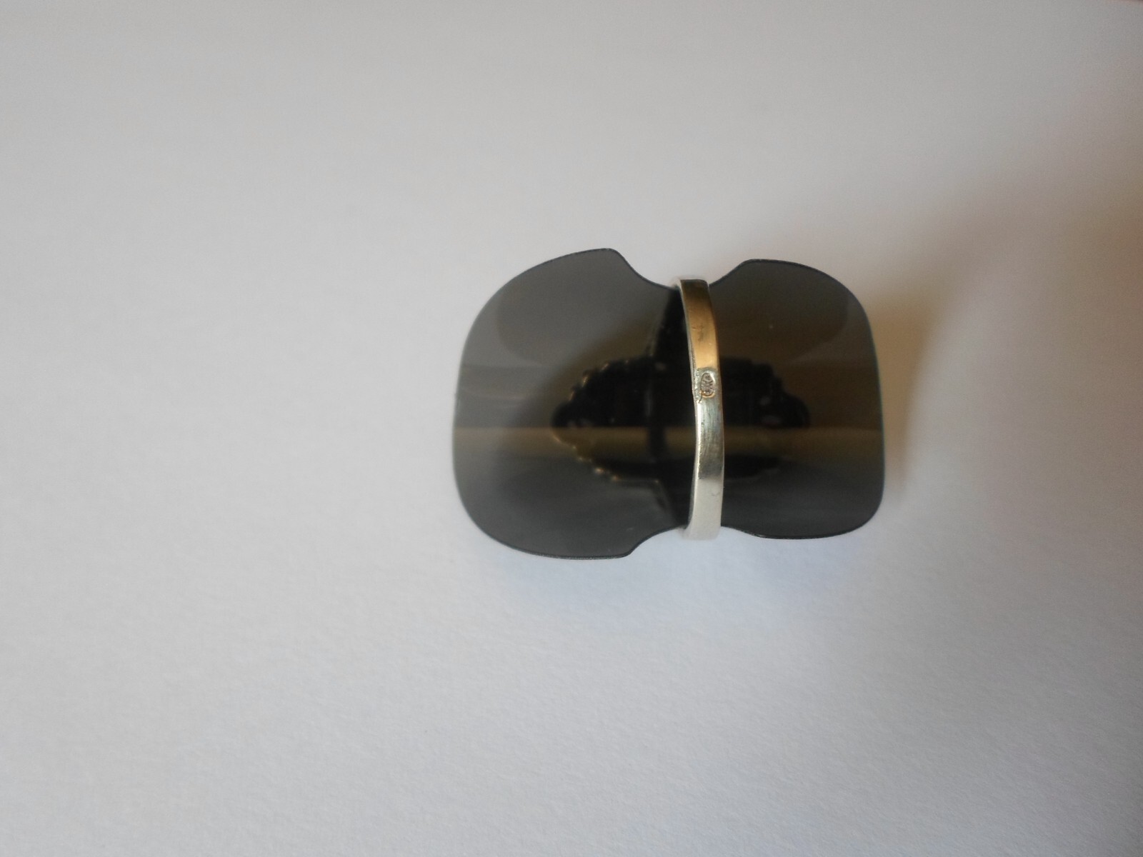 solid silver ring, tiger eye rectangle, openwork … - image 4