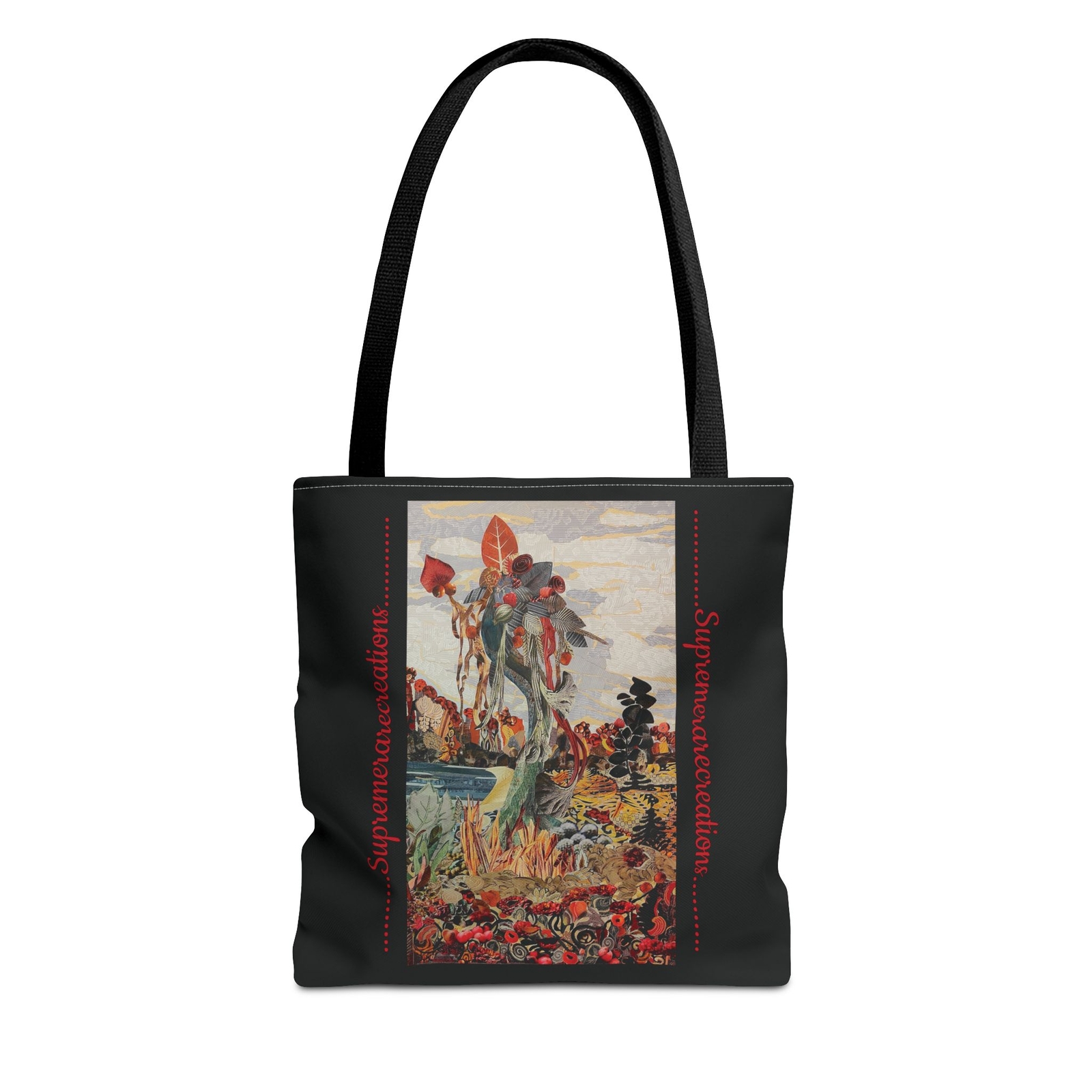 Vibrant yellow-orange tote bag featuring fine art landscape and tree print
