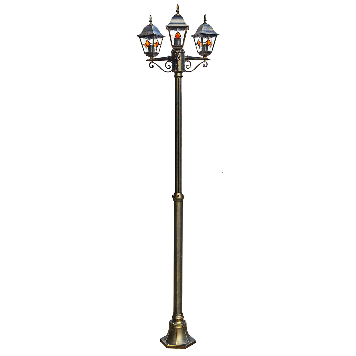 Candelabro sentieri lampade giardino dissuasore lanterna in piedi esterno lampada da terra marrone oro foto 2