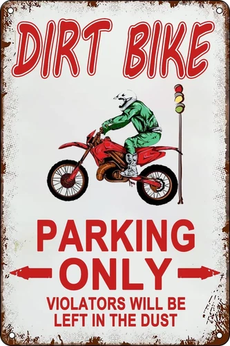 Vintage Metal Signs Dirt Bike Parking Only Tin Sign Dirt Bike Accessories For Bo