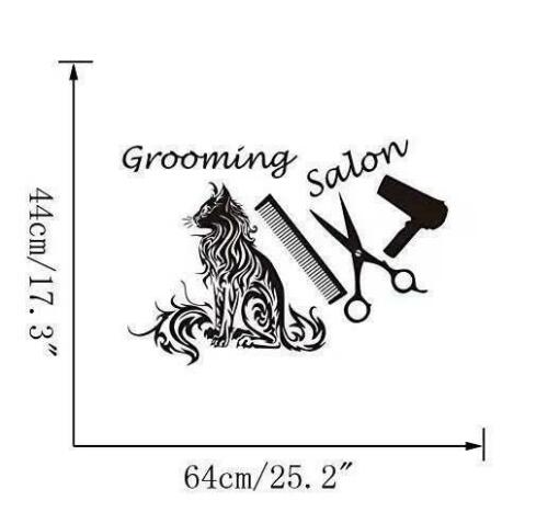 Wall Vinyl Sticker Pet Shop Business Cat Sign Salon Deor Hair Cut Grooming Dog - Afbeelding 1 van 1