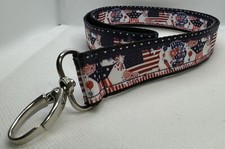 Keychain Lanyard Key Holder American Flag July 4th NEW Handmade 19.5  