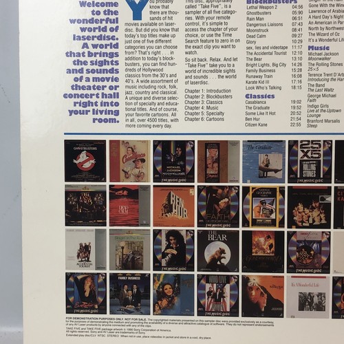 Laserdisc Take Five AV Laser Sony Sampler Disc 1990 Classics Music Cartoons - Picture 11 of 12
