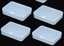 Lot of 4 - Clear Plastic Rosary Boxes w/ Hinged Lid - Storage Organization 3.3"
