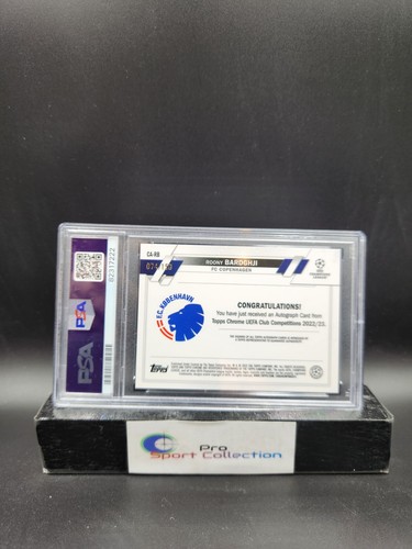 2022-23 TOPPS CHROME UEFA ROONY BARDGHJI ROOKIE AUTO BLUE REFRACTOR /150 PSA 10 - Picture 2 of 2