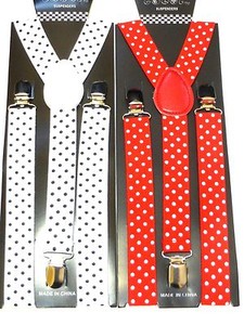 New Kids Boys Girls SUSPENDER Red White Black Polka Dot DOTS US SELLER