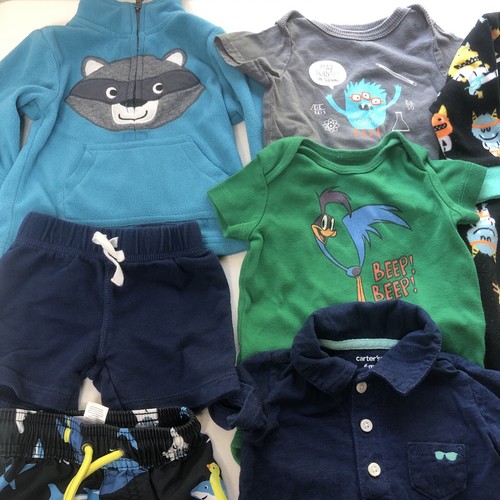 Mixed Clothes Lot Baby Boy 6M Multicolor Top Pants Pajamas Swimsuit 7 Pieces - Picture 4 of 9