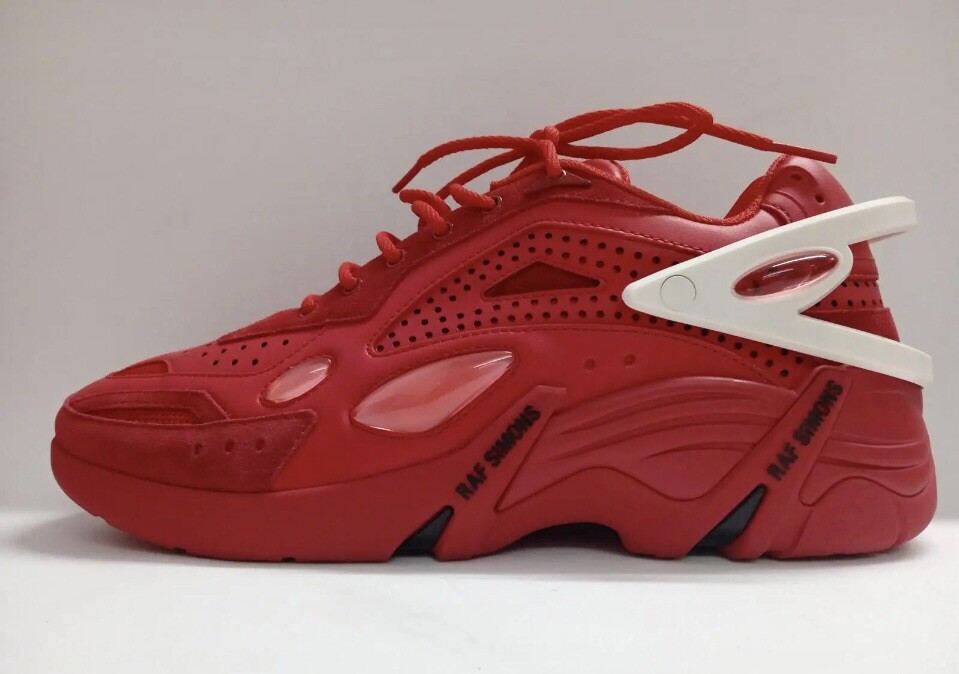 RAF SIMONS Men's Red Leather Lace up Round Toe Cylon 21 Trainers