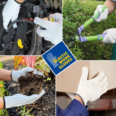 10 pairs Protective Knit Gloves Cotton Stretchable for Gardening Mechanic M-23cm
