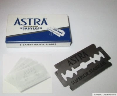 GILETTE UK Rasierklingen 5x DE Hobel Klingen Rasur Klinge ASTRA Superior Stainless ASS OVP