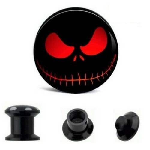 Acrílico Jack Skellington Túnel de Oreja Tornillo Enchufe Cónico Halloween Negro Blanco Verde - Imagen 9 de 10