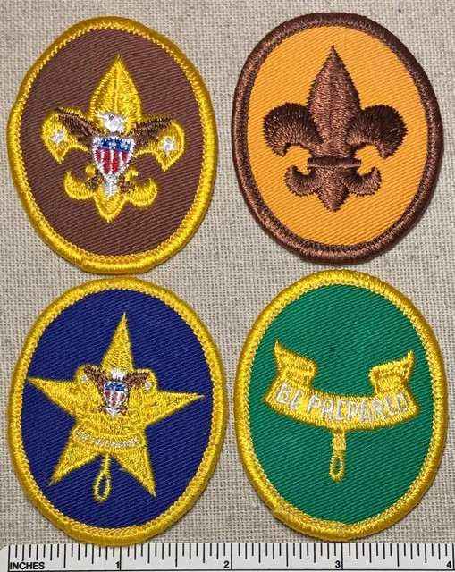 Four (4) Vintage BOY SCOUT RANK Badge PATCHES Tenderfoot Second Class