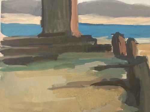 Belle Painting Raoul Deschamps Gouache Paper Vila Condé 1950 Portugal Art - Picture 4 of 17