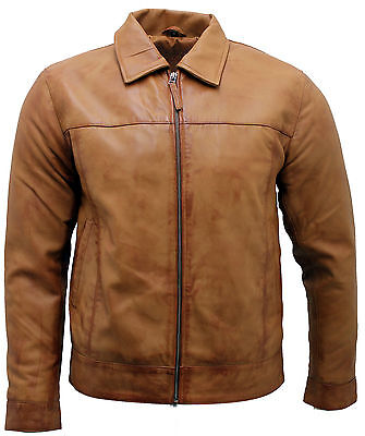 Men's Retro Tan Nappa Leather Biker Jacket | eBay