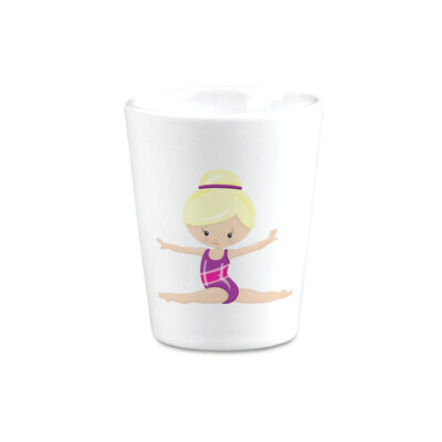 Ceramic Shot Glasses Gymnastic Purple Suit Blonde Sports Gymnastics Olympics