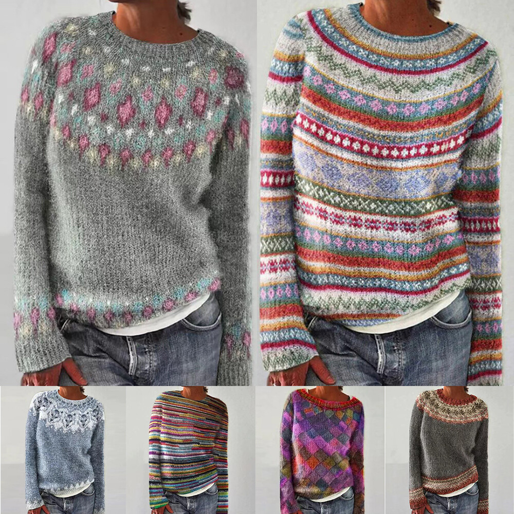 Damen-Strickpullover Mit Langen Ärmeln Lässige Winter-Loungewear %