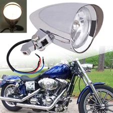 For Harley Softail Dyna Ultima 4 1/2" Chrome Tri Bar Bullet Headlight Head Lamp