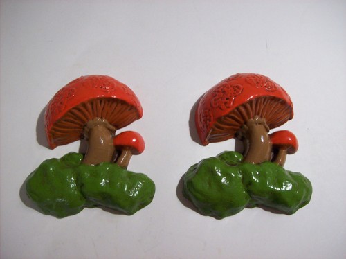 Vintage MID CENTURY MODERN Mushroom Ceramic Sculpture Wall Hangings Set - Picture 4 of 18