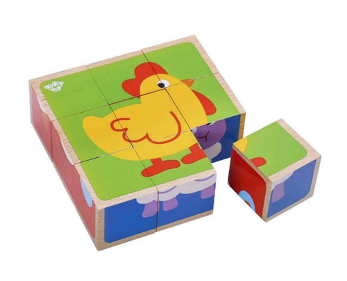 Tooky Toy Kids Child Wooden Toy Block Puzzle Farm Animals 2+ - Picture 2 of 4