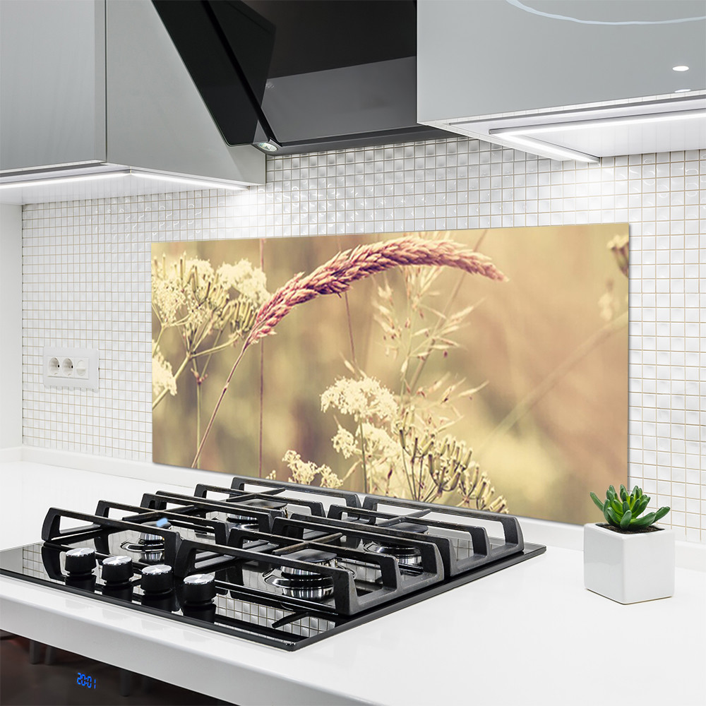 Crédence en verre de cuisine 120x60 anti-projections motif fleurs