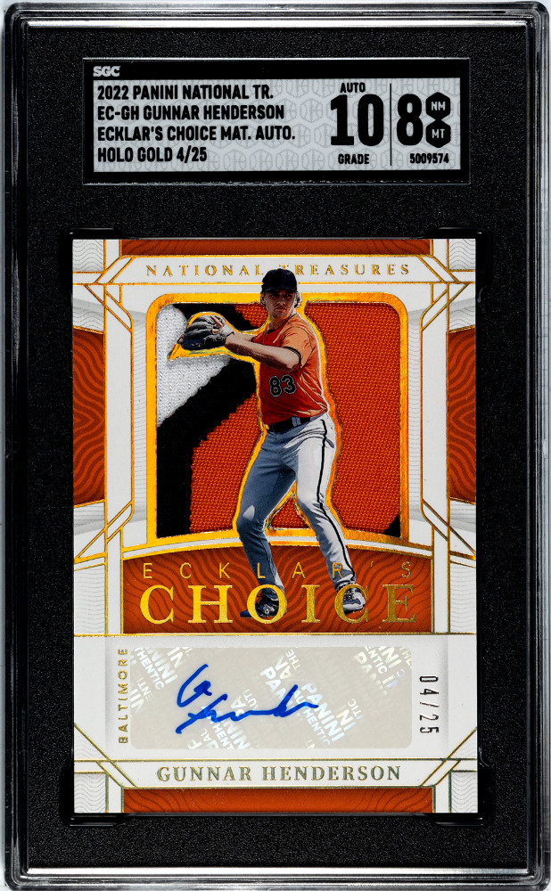 2022 Panini National Treasures Gunnar Henderson #EC-GH Ecklar’s choice SGC 8