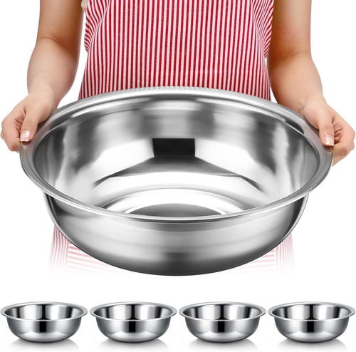 4 Pcs Stainless Steel Mixing Bowls Metal Mixing Bowls Extra Large Basin Salad Ba - Picture 8 of 12