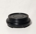 Vtg Japanese Nuos Yagasugi Asian Black Burned Carved Wood Stand Base 2" Inset