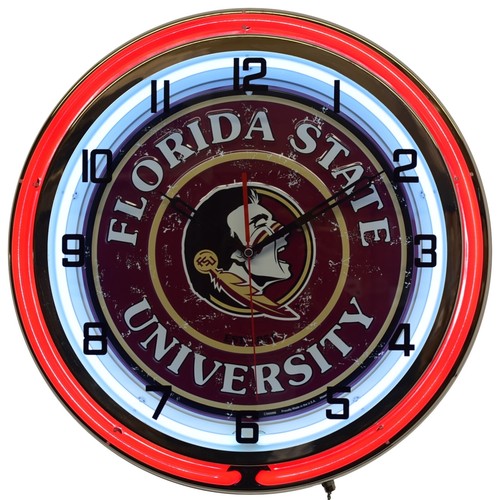 19" Florida State Seminoles Est. 1851 Double Neon Clock Man Cave Decor (Red) - Picture 2 of 6